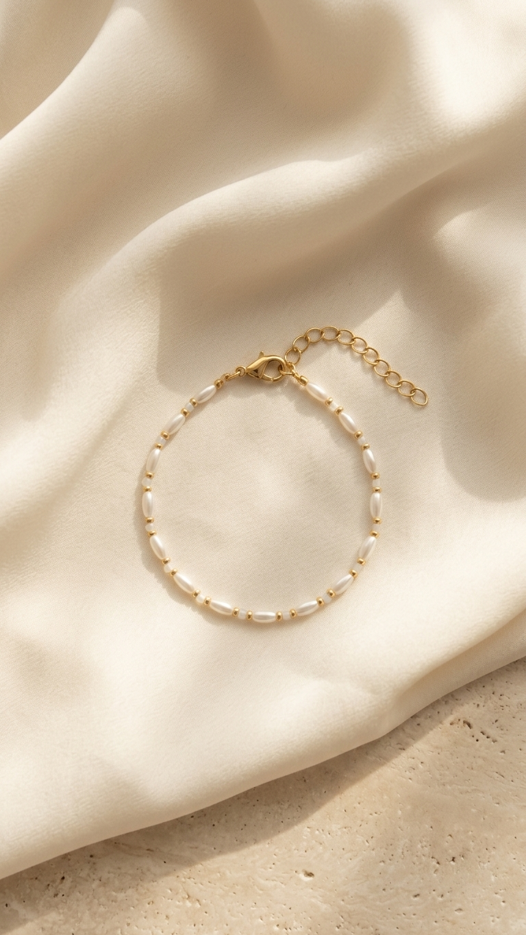 צמיד פנינה לבן 